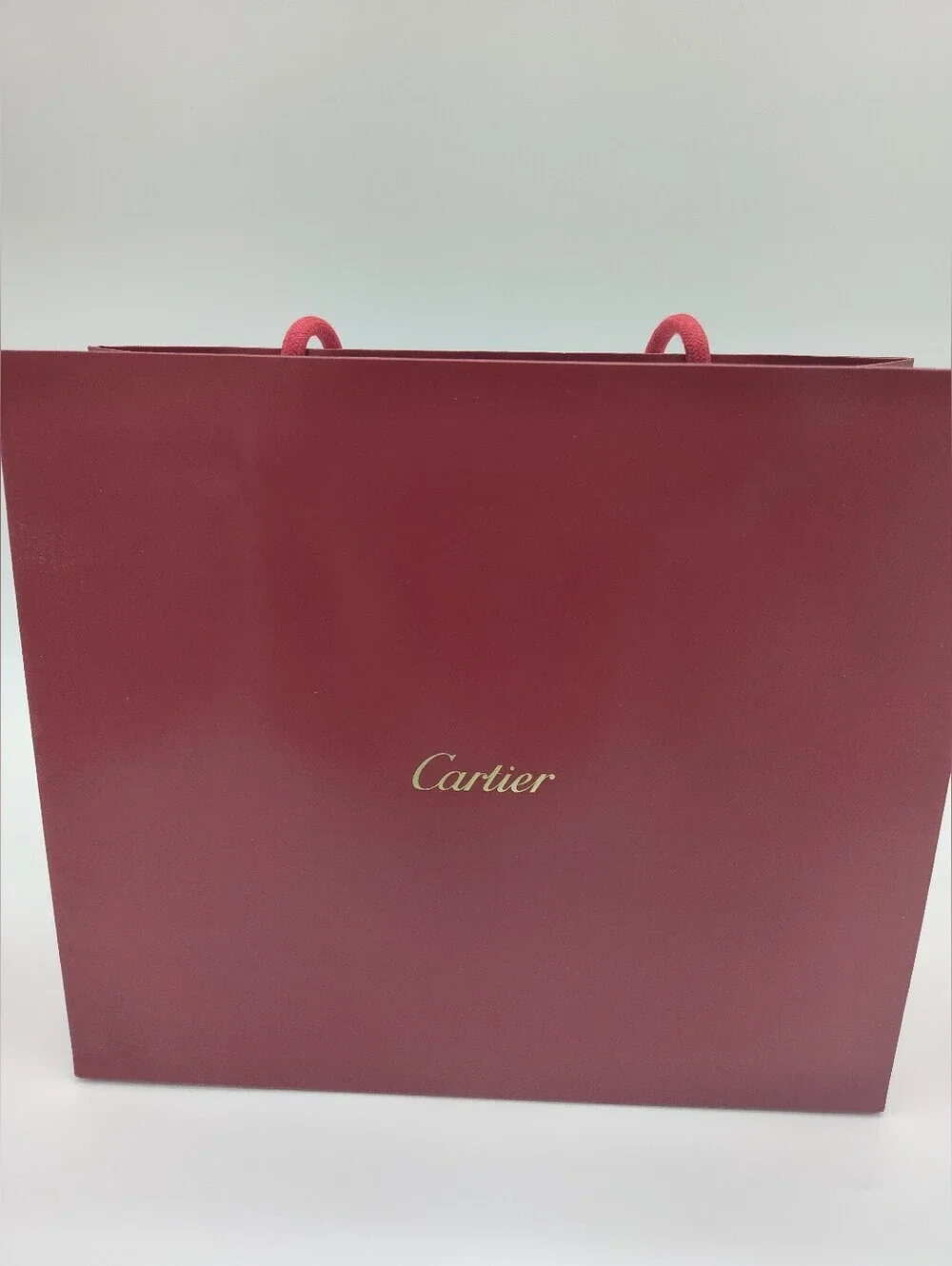 CARTIER Red Boutique Gift Bag + 2 Yards Logo Ribbon Luxury Packaging EUC